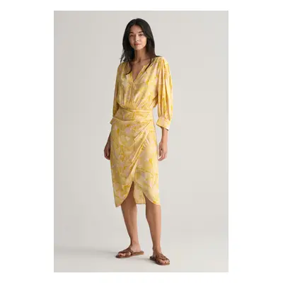 ŠATY GANT REG MAGNOLIA PRINT WRAP DRESS DUSTY YELLOW