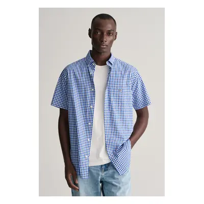 KOŠILE GANT REG POPLIN GINGHAM SS SHIRT COLLEGE BLUE