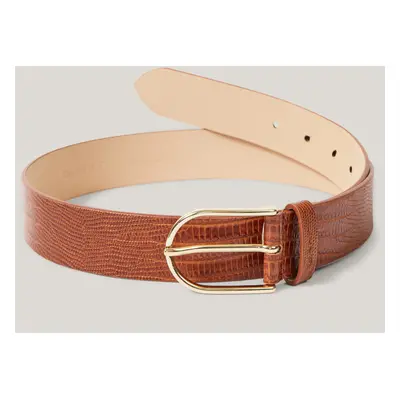 OPASEK GANT LIZARD PATTERN LEATHER BELT COGNAC BROWN