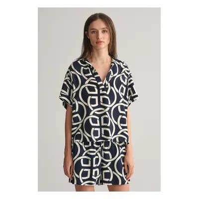 KOŠILE GANT REL MONOGRAM PRINT SS POPOVER EVENING BLUE