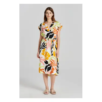 ŠATY GANT REL PALM PRINT SS DRESS MEDAL YELLOW