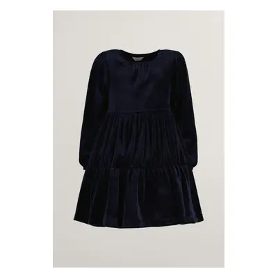 ŠATY GANT VELOUR TIERED DRESS EVENING BLUE