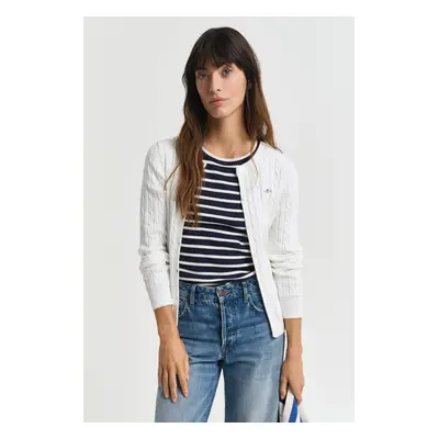 SVETR GANT STRETCH COTTON CABLE CARDIGAN EGGSHELL