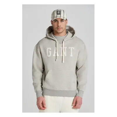 MIKINA GANT HEATHER GRAPHIC HOODIE GREY MELANGE