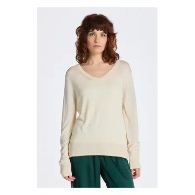 SVETR GANT FINE KNIT V-NECK CREAM