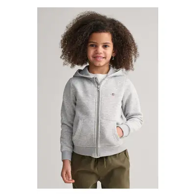 MIKINA GANT SHIELD ZIP HOODIE LIGHT GREY MELANGE