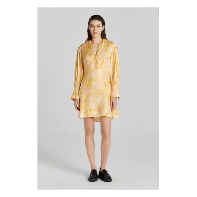 ŠATY GANT SLIM MAGNOLIA PRINT WRAP DRESS DUSTY YELLOW