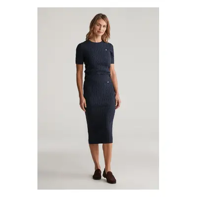 SUKNĚ GANT STRETCH COTTON CABLE SKIRT EVENING BLUE