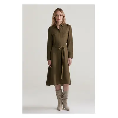 ŠATY GANT REG POCKET SHIRT DRESS DARK CACTUS