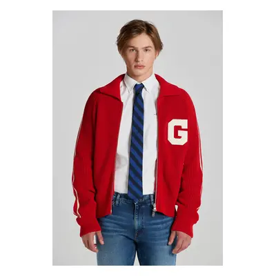 SVETR GANT CROPPED SHINY COTTON TRACK JACKET RUBY RED