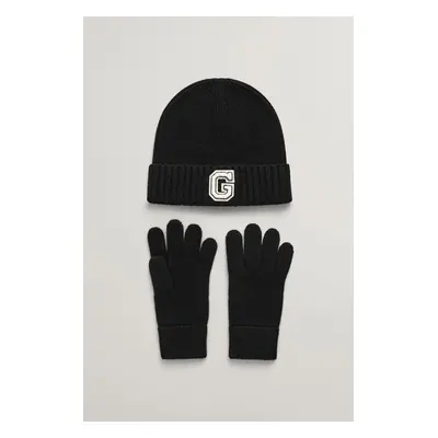 SET ČEPICE A RUKAVICE GANT G BEANIE & GLOVES GIFT SET BLACK