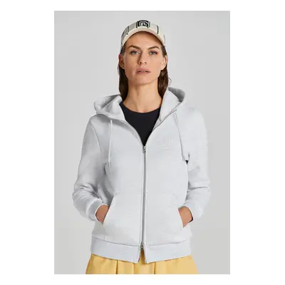 MIKINA GANT REG TONAL SHIELD ZIP HOODIE PALE GREY MELANGE