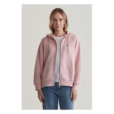 MIKINA GANT REL SHIELD ZIP HOODIE FADED PINK