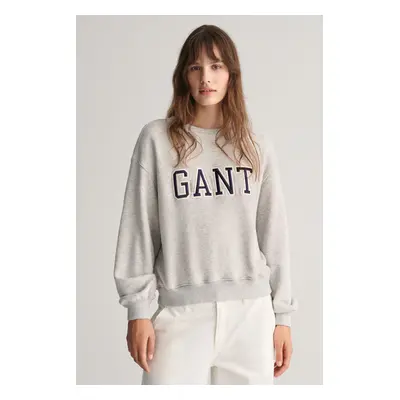 MIKINA GANT LOGO C-NECK SWEAT PALE GREY MELANGE