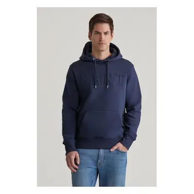 MIKINA GANT EMBOSSED SWEAT HOODIE EVENING BLUE