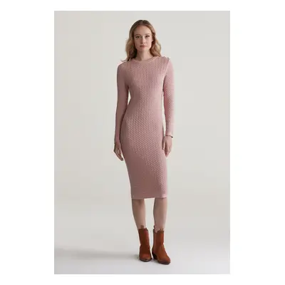 ŠATY GANT MINI CABLE KNIT DRESS DUSTY PINK