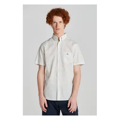 KOŠILE GANT REG MICRO PRINT SS SHIRT EGGSHELL