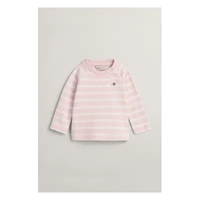 TRIČKO GANT STRIPED LS RAGLAN TOP LIGHT PINK MELANGE