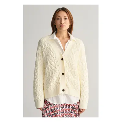 KARDIGAN GANT TEXTURED COTTON CARDIGAN CREAM