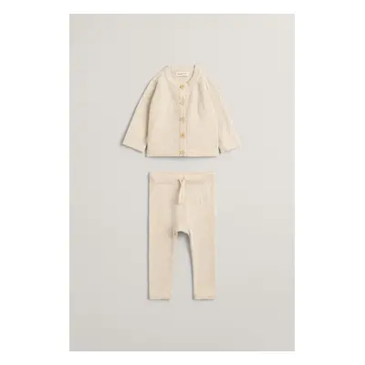 DĚTSKÝ SET GANT CARDIGAN AND PANT GIFT SET LIGHT BEIGE MELANGE