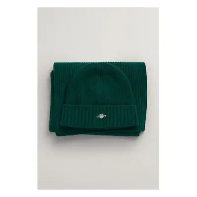 SET ČEPICE A ŠÁLA GANT SHIELD BEANIE & SCARF GIFT SET TARTAN GREEN