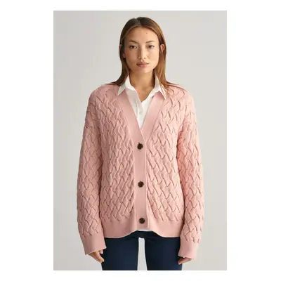 KARDIGAN GANT TEXTURED COTTON CARDIGAN DUSTY ROSE