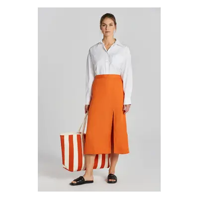 SUKNĚ GANT REL MIDI LINEN BLEND SKIRT PUMPKIN ORANGE