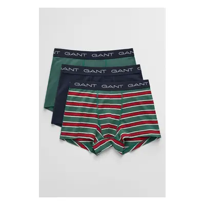 SPODNÍ PRÁDLO GANT RUGGER STRIPE TRUNK 3-PACK GB WOODY GREEN