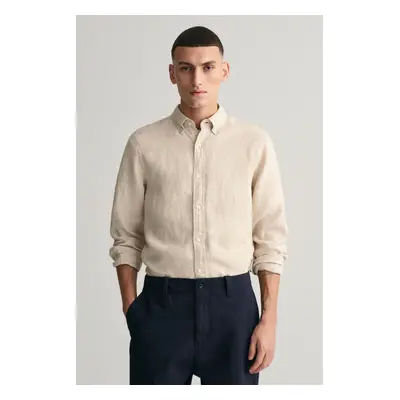 KOŠILE GANT SLIM LINEN SHIRT DRY SAND