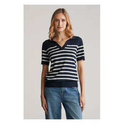 SVETR GANT FINE KNIT STRIPED SS RUGGER EVENING BLUE