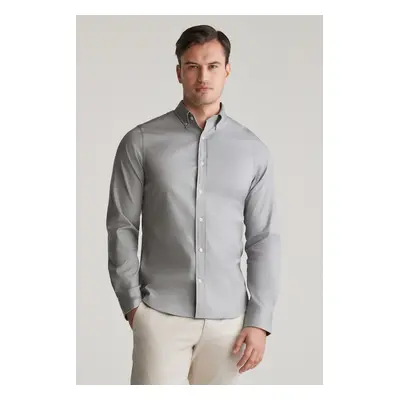 KOŠILE GANT SLIM PINPOINT OXFORD SHIRT STONE GREY