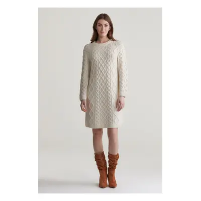 ŠATY GANT CABLE KNIT C-NECK DRESS CREAM