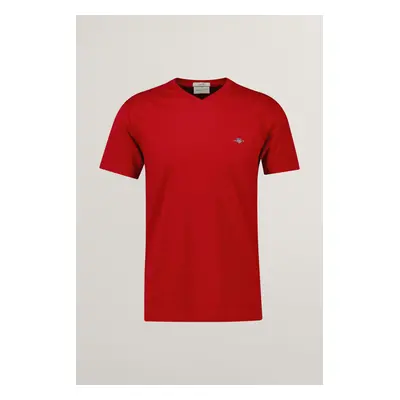 TRIČKO GANT SLIM SHIELD V-NECK T-SHIRT RUBY RED