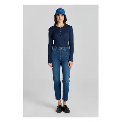 DŽÍNY GANT CROPPED SLIM JEANS DARK BLUE BROKEN IN