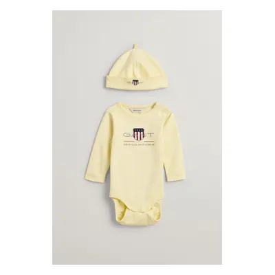 DĚTSKÝ SET GANT ARCHIVE SHIELD BODY AND BEANIE VANILLA YELLOW