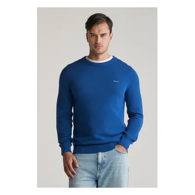 SVETR GANT COTTON PIQUE C-NECK RICH BLUE