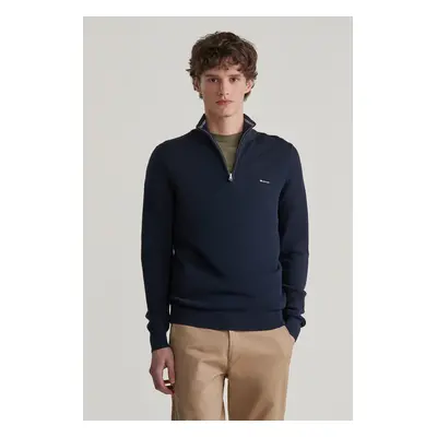 SVETR GANT COTTON PIQUE HALFZIP EVENING BLUE