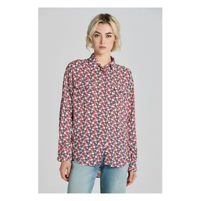 HALENKA GANT REL GEOMETRIC PRINT SHIRT CREAM