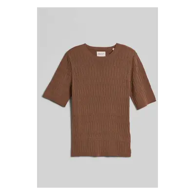 SVETR GANT TEXTURED SHORT SLEEVE C-NECK ROASTED WALNUT