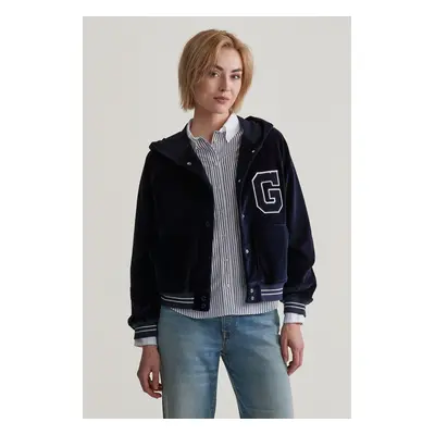 MIKINA GANT GANT VARSITY VELOUR HOODIE EVENING BLUE