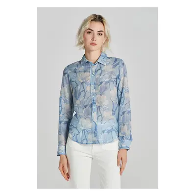 KOŠILE GANT REG MAGNOLIA PRINT COT SILK SHIRT DOVE BLUE