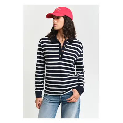 POLOKOŠILE GANT BRETON STRIPE LS PIQUE POLO EVENING BLUE