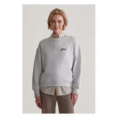 MIKINA GANT SCRIPT GRAPHIC C-NECK SWEAT PALE GREY MELANGE