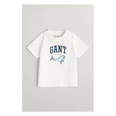 TRIČKO GANT WHALE PRINT SS T-SHIRT WHITE