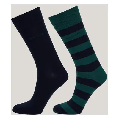 PONOŽKY GANT BARSTRIPE AND SOLID SOCKS 2-PACK DEEP FOREST