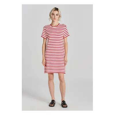 ŠATY GANT STRIPED SS T-SHIRT DRESS BRIGHT RED