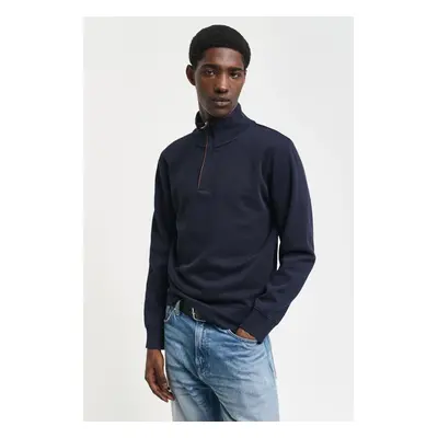 MIKINA GANT SACKER RIB HALF ZIP DARK JEANSBLUE MELANGE