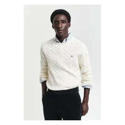 SVETR GANT COTTON CABLE C-NECK CREAM