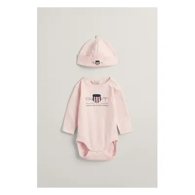 DĚTSKÝ SET GANT ARCHIVE SHIELD BODY AND BEANIE CRYSTAL PINK