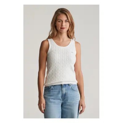 SVETR GANT STRETCH COTTON CABLE TANK TOP EGGSHELL